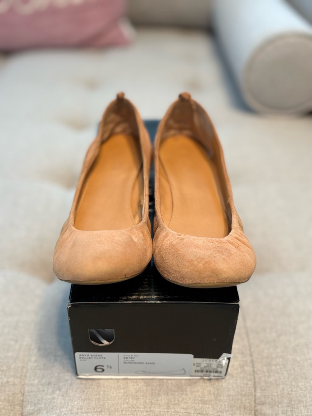 J. Crew Factory Suede Ballet Flats in Sand